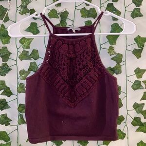Charlotte Russe Burgundy Tank With Cut Out Front